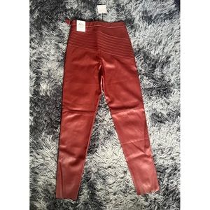 NWT Zara Red Faux Leather High Rise Leggings Small